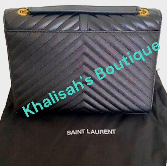MSRP $3,200 Like New! YSL SAINT LAURENT ENVELOPE LARGE MATELASSÉ GRAIN DE POUDR - Picture 12 of 16